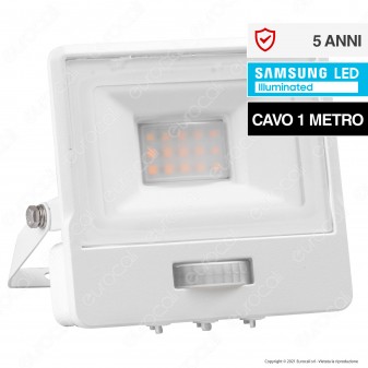 V-Tac VT-118S-1 Faretto LED SMD 10W IP65 Chip Samsung Sensore