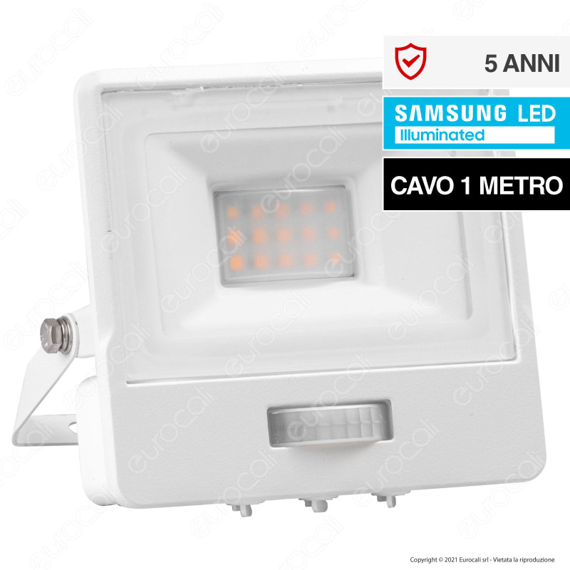 V-Tac VT-118S-1 Faretto LED SMD 10W IP65 Chip Samsung Sensore