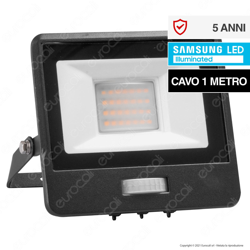 V-Tac VT-128S-1 Faretto LED SMD 20W IP65 Chip Samsung Sensore