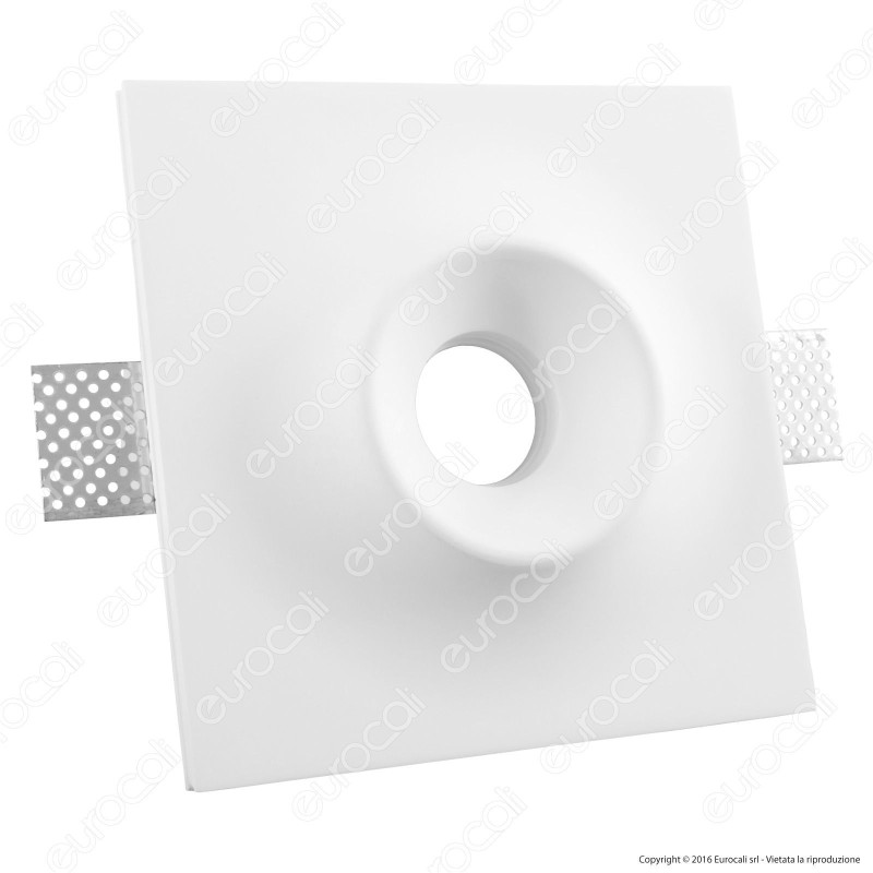 Portafaretto Quadrato da Incasso in Gesso per Lampadine GU10 e GU5.3