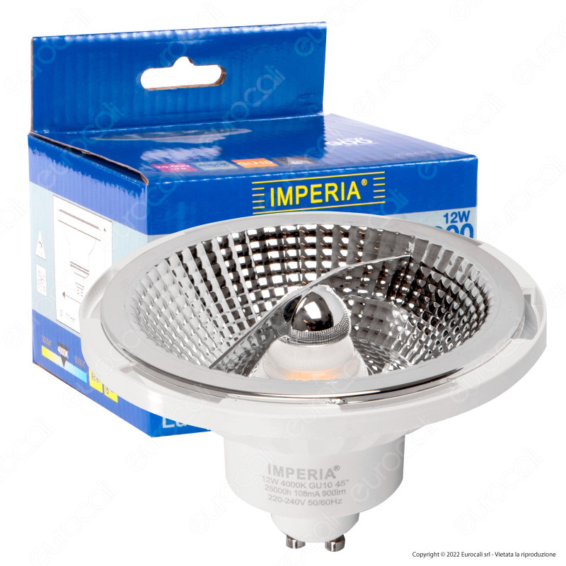 Imperia Lampadina LED GU10 12W Faretto AR111 Spotlight SMD Bianco -