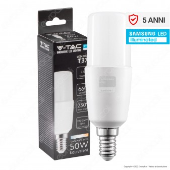 V-Tac VT-248 Lampadina LED E14 7.5W Bulb T37 Tubolare SMD Chip
