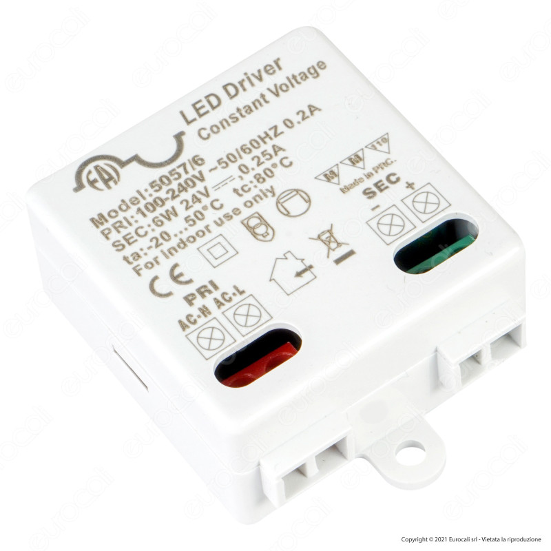 FAI Alimentatore Compatto 6W a Tensione Costante per LED 24V - mod.