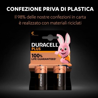 Duracell Plus Pile LR14 Alcaline Mezza Torcia C Baby 1.5V Lunga