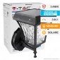 V-Tac VT-982 Lampada LED da Muro 2W Wall Light 3in1 IP65 SMD Chip Samsung Nera con Sensore e Pannello Solare - SKU 2889
