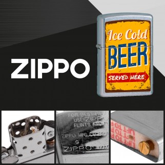 Zippo Accendino a Benzina Ricaricabile ed Antivento con Fantasia Ice