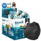 Sicura Protection Espositore con 100 Mascherine Protettive Colore Nero Filtranti Monouso Fattore di Protezione FFP2 NR in TNT