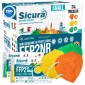 Sicura Protection 24 Mascherine Small Protettive Colorate Filtranti Monouso con Fattore di Protezione Certificato FFP2 NR in TNT