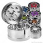 Grinder Tritatabacco 3 Parti in Metallo Cromato Fantasia Sky con Inserti Colorati