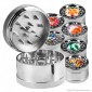 Grinder Tritatabacco 3 Parti in Metallo Cromato Fantasia Frame con Inserti Floreali