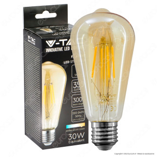 V-Tac VT-1964 Lampadina LED E27 4W Bulb ST64 Filament Vetro