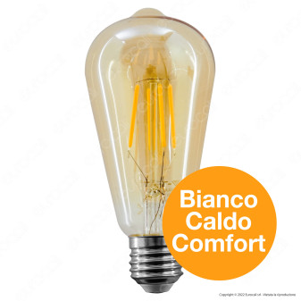 V-Tac VT-1964 Lampadina LED E27 4W Bulb ST64 Filament Vetro