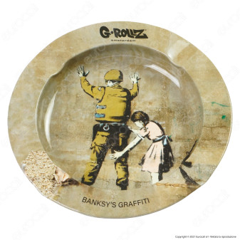 G-Rollz Amsterdam Posacenere Rotondo in Metallo con Fantasia Banksy's