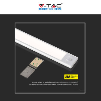 V-Tac VT-8141 Lampada LED da Armadio 1.5W SMD Ricaricabile Micro USB Sensore PIR di Movimento