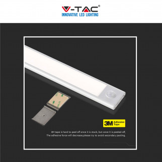 V-Tac VT-8141 Lampada LED da Armadio 1.5W SMD Ricaricabile Micro USB Sensore PIR di Movimento