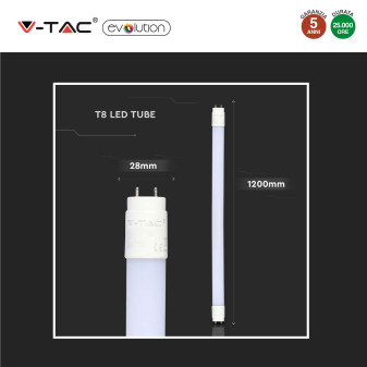 V-Tac Evolution VT-1612 Tubo LED SMD Nano Plastic T8 G13 12W