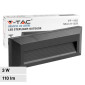 V-Tac VT-1162 Punto Luce LED SMD 3W Segnapasso Rettangolare a Parete IP65 Nero - SKU 211329 / 211328