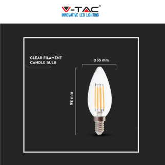 V-Tac VT-2304D Lampadina LED E14 4W Candle Bulb C35 Candela