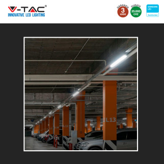 V-Tac VT-150148E Tubo LED Plafoniera 48W Lampadina Chip Samsung IP65 150cm con Batteria di