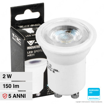 V-Tac VT-232 Lampadina LED GU10 2W Faretto Spotlight MR11 SMD