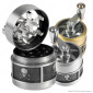 Champ High Grinder Tritatabacco 3 Parti in Metallo Skull and Leaf con Manovella e Coperchio Trasparente