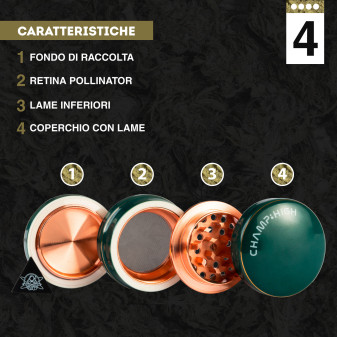 Champ High Grinder Tritatabacco 4 Parti in Porcellana e Metallo Porcelain Colore Verde