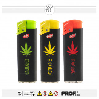 Prof Accendini Elettronici Turbo Antivento Fantasia Rubber Leaves Colorflame - Box da 50 Accendini
