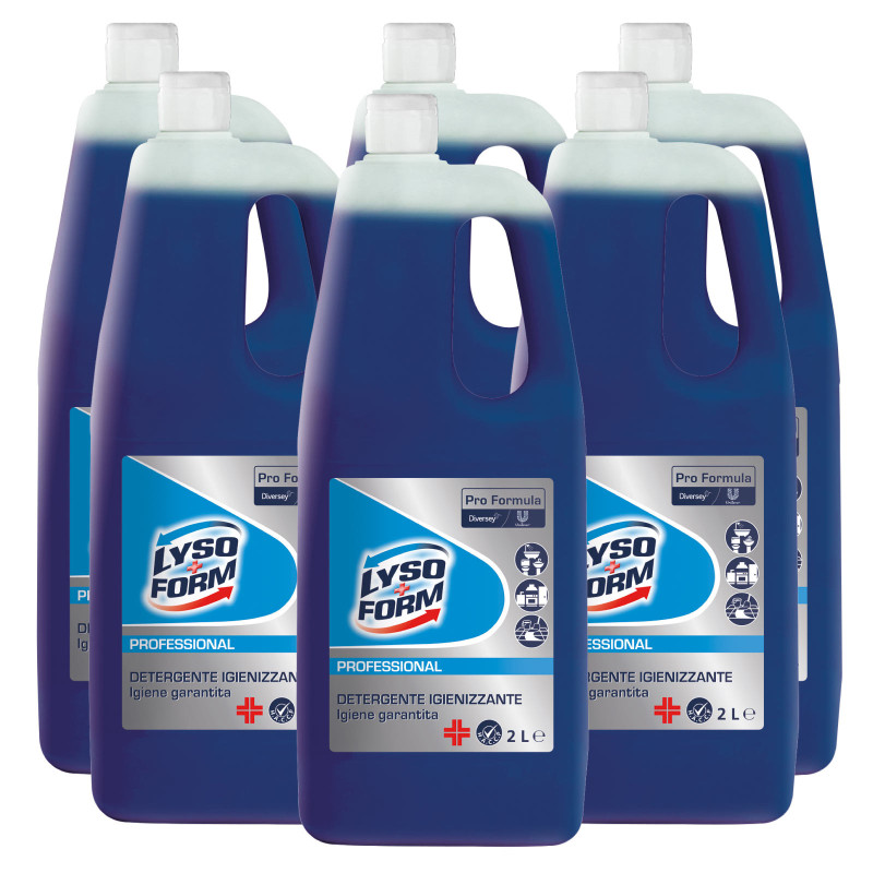 Lysoform Professional Detergente Igienizzante Universale per Superfici - 6 Flaconi da 2 Litri