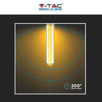 V-Tac VT-2162 Lampadina LED E27 2W Bulb T30 Tubolare SMD Art Filament in Vetro Ambrato - SKU 217473