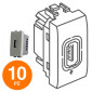 MAPAM Presa USB 5V 2A 265V ART Alluminio - Confezione 10pz - mod. 829A - Compatibile con BTicino LIVING