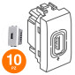 MAPAM Presa USB 5V 2A 265V ART Bianco - Confezione 10pz - mod. 829B - Compatibile con BTicino LIVING