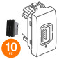 MAPAM Presa USB 5V 2A 265V ART Nero - Confezione 10pz - mod. 829N - Compatibile con BTicino LIVING
