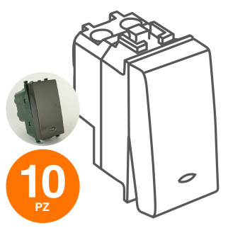 MAPAM Deviatore Spia GEM Nero - Confezione 10pz - mod. 663N - Compatibile con Vimar PLANA