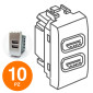 MAPAM Doppia Presa USB 2A GEM Alluminio - Confezione 10pz - mod. 621A - Compatibile con Vimar PLANA