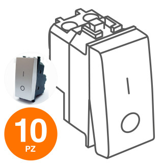 MAPAM Interruttore Bipolare 01 (16A-250V) GEM Alluminio - Confezione 10pz - mod. 602A - Compatibile
