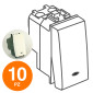 MAPAM Interruttore Spia (16A-250V) GEM Bianco - Confezione 10pz - mod. GEM-F661BI - Compatibile con Vimar PLANA