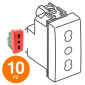 MAPAM Presa Bivalente (16A-250V) GEM per linea emergenza Rosso - Confezione 10pz - mod. GEM-F618RO - Compatibile Vimar PLANA