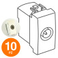 MAPAM Presa TV Passante GEM Bianco - Confezione 10pz - mod. GEM-F634BI - Compatibile con Vimar PLANA