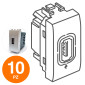 MAPAM Presa USB 5V 2A 265V GEM Alluminio - Confezione 10pz - mod. 629A - Compatibile con Vimar PLANA