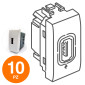 MAPAM Presa USB 5V 2A 265V GEM Bianco - Confezione 10pz - mod. GEM-F629BI - Compatibile con Vimar PLANA