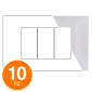 MAPAM Placca Tecnopolimero GEM 3P Bianco - Confezione 10pz - mod. GEM-P6003-BI - Compatibile con Vimar PLANA