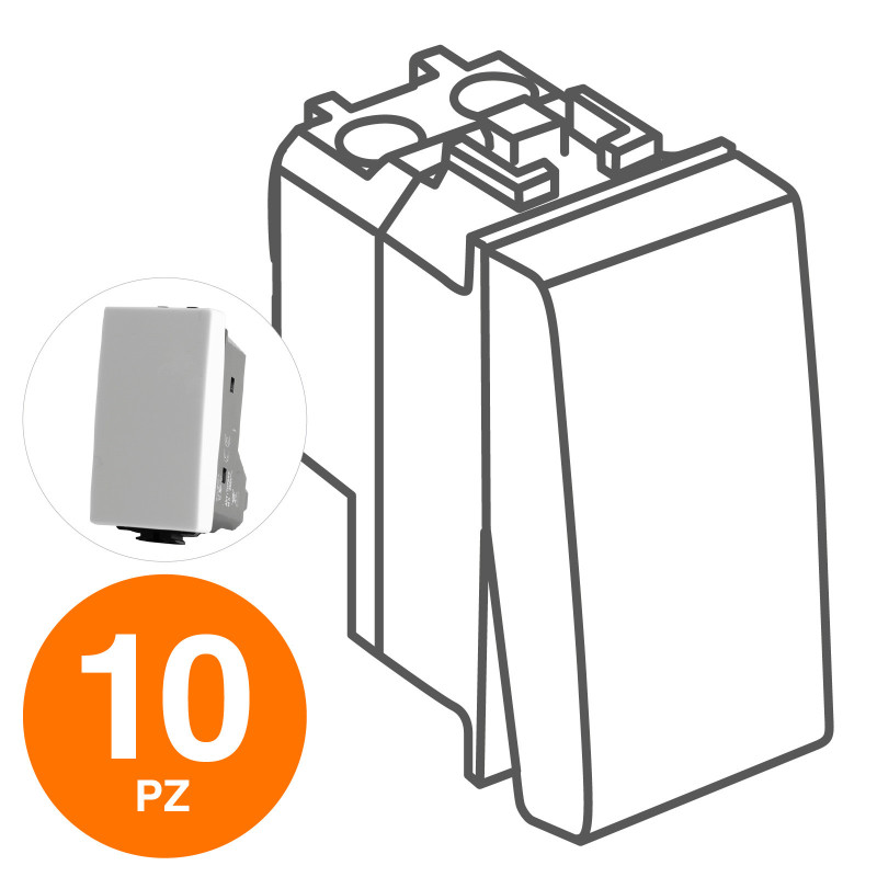 MAPAM Interruttore Unipolare (16A-250V) JOY Bianco - Confezione 10pz - mod. 501B - Compatibile con