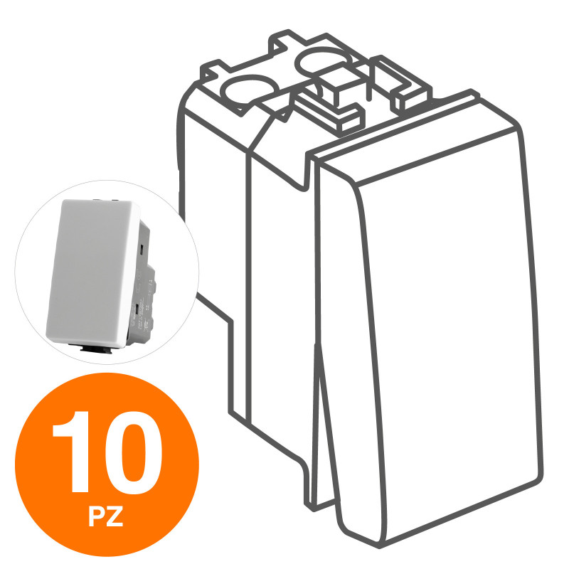 MAPAM Invertitore Unipolare (16A-250V) JOY Bianco - Confezione 10pz - mod. 504B - Compatibile con