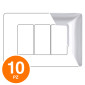 MAPAM Placca Tecnopolimero JOY 3P Argento - Confezione 10pz - mod. JOY-P5003-AR - Compatibile con BTicino MATIX