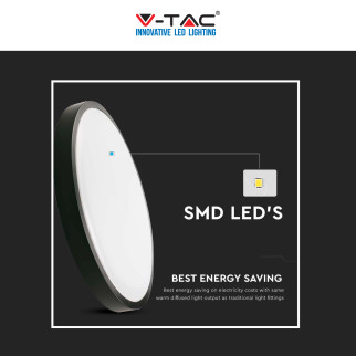 V-Tac VT-8624 Plafoniera LED Rotonda 24W SMD IP44 Colore Nero -