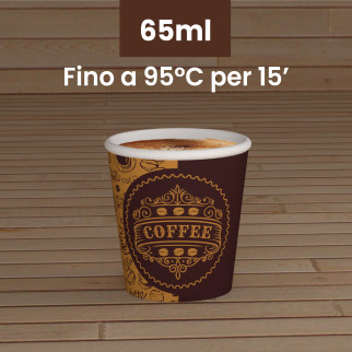Bicchierini da Caffè in Carta Riciclabile con Fantasia PubCUP da 65ml - Confezione da 50 Bicchieri