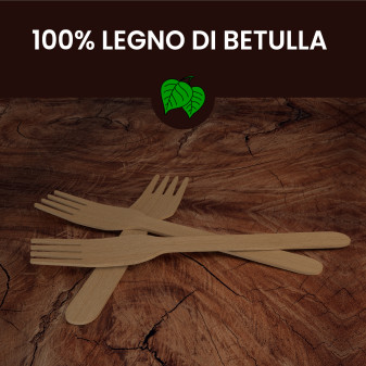 Forchette Usa e Getta in Legno di Betulla Naturali Biodegradabili e Compostabili - Confezione da