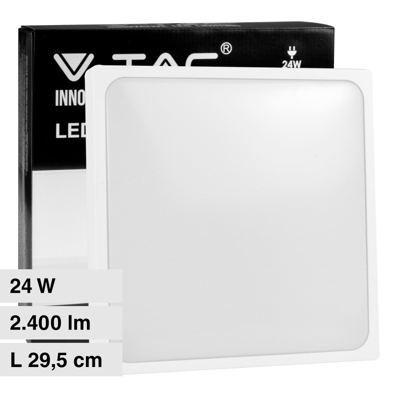 V-Tac VT-8624 Plafoniera LED Quadrata 24W SMD IP44 Colore