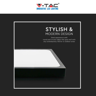 V-Tac VT-8624 Plafoniera LED Quadrata 24W SMD IP44 Colore Nero