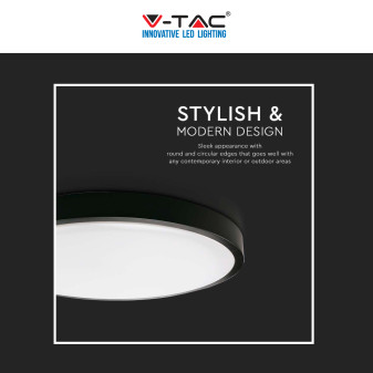 V-Tac VT-8630 Plafoniera LED Rotonda 30W SMD IP44 Colore Nero -